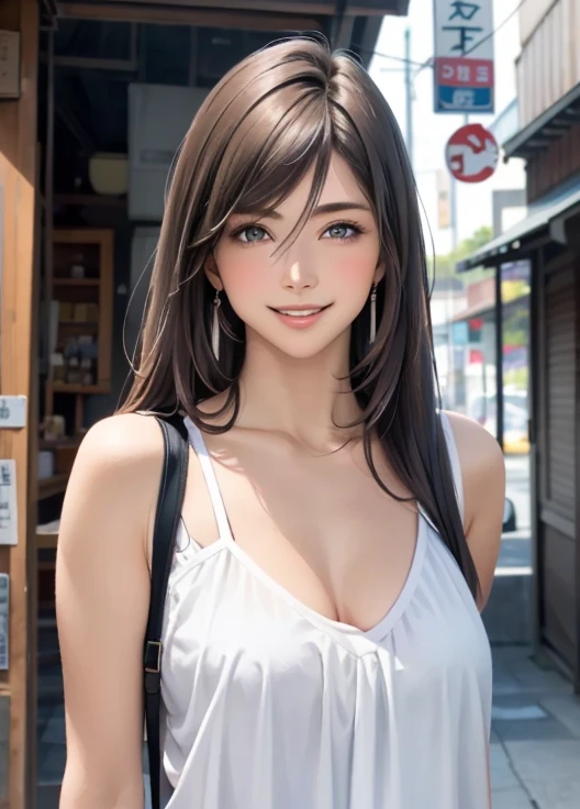 realistic、1 girl、Selfie、Looking up、Face large zoom、Cleavage emphasis、Smile、Upper body zoom、sexy