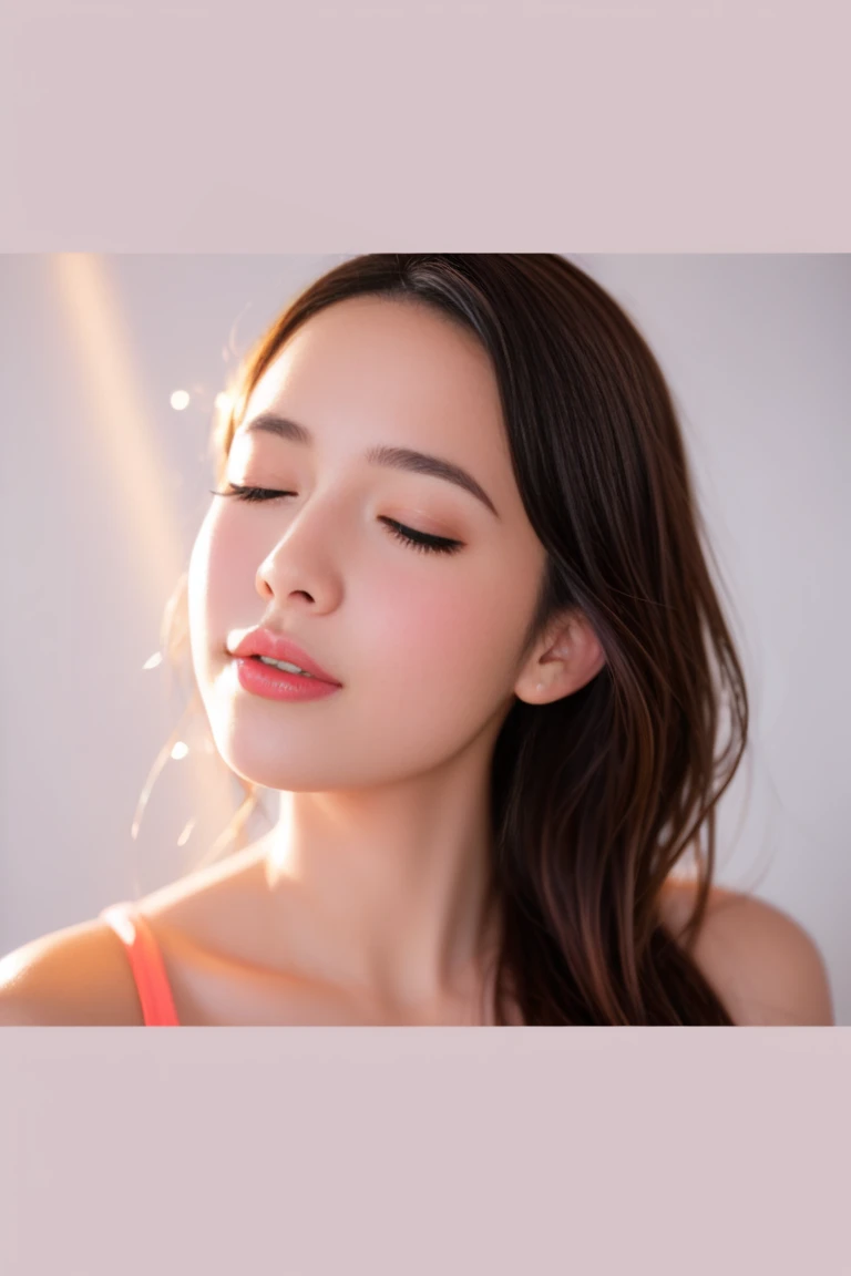 1girl, solo, incoming kiss,A seductive girl, eyes closed and lips puckered, eagerly anticipating a kiss,face to viewer,from top