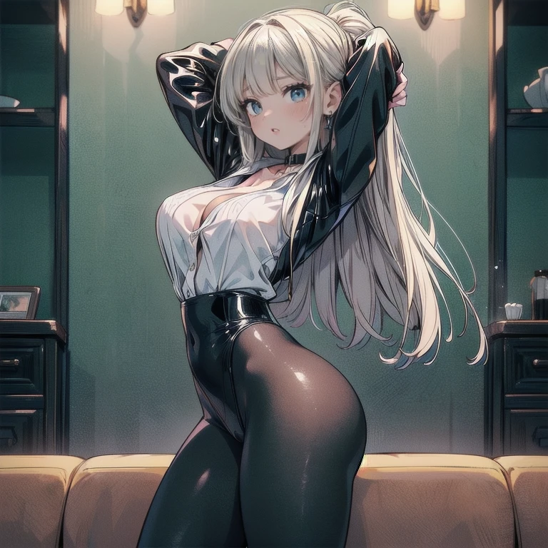 masterpiece, best quality, shadows, perfect hands, perfect legs, perfect anatomy, pretty face, mature features, 1 girl, 21 years old, MILF, succubus woman, diablo sexy custom, black lips, white long hair, thighs, ass, breast, seductive, spicy, posing open legs, cinematography lights, dark naughty room background,