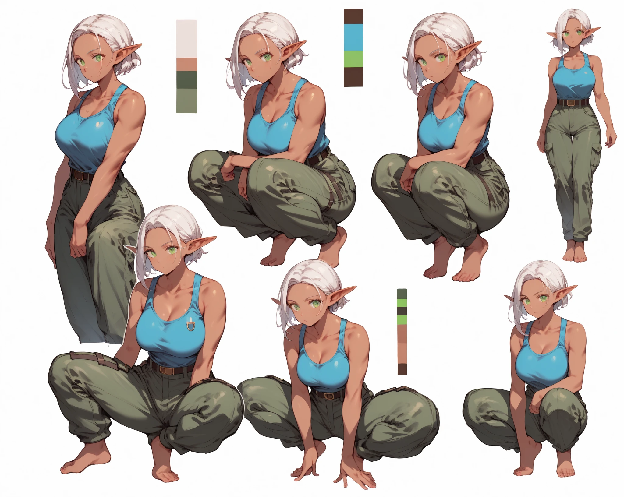 1 Christmas elf, multiple views,reference sheet, model sheet,neutral expression,Looking in Front,Head Shot,Front facing view,Back view,Side view,Top view,beautiful, masterpiece, best quality, perfect lighting,8k,simple white background.