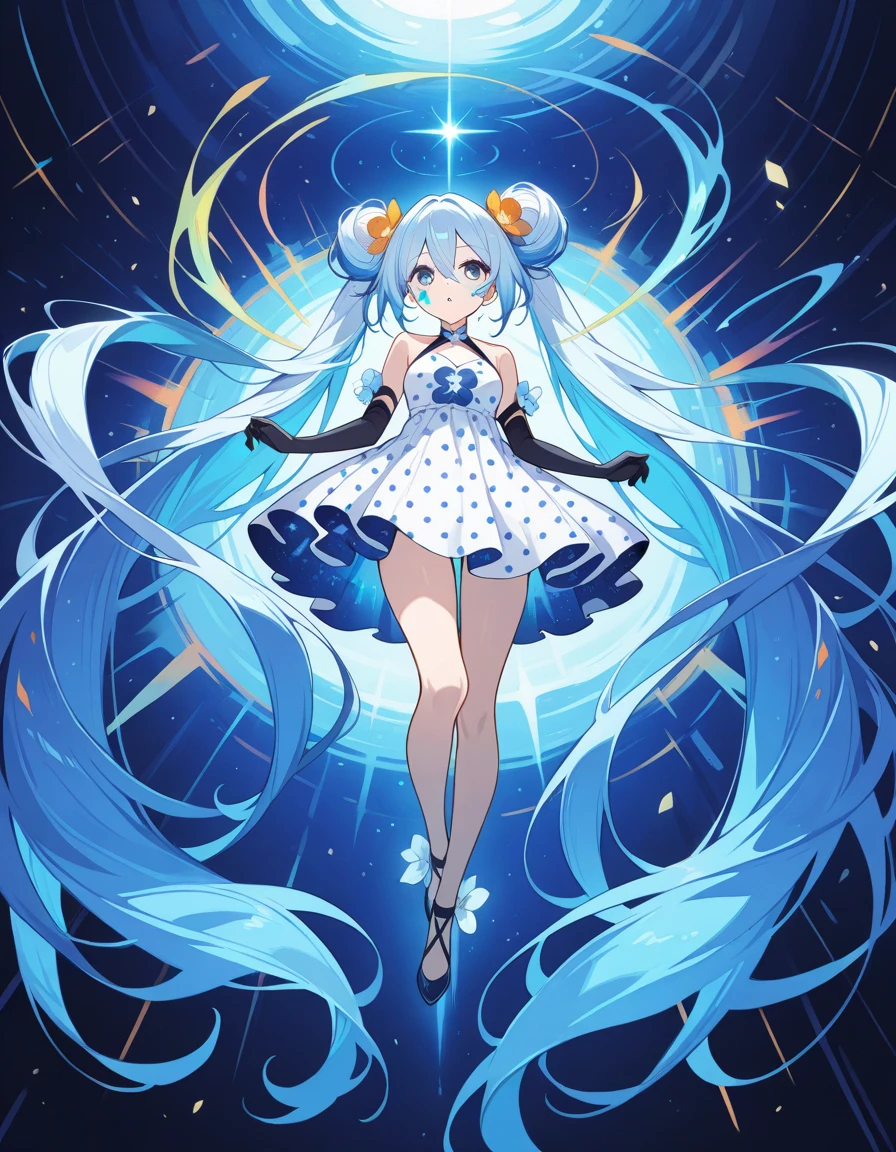 (((masterpiece))),(((bestquality))),((ultra-detailed)),(illustration),((anextremelydelicateandbeautiful)),dynamicangle,floating,(beautifuldetailedeyes),(detailedlight) (1girl),floating_hair,glowingeyes,green hair,greeneyes, hatsune miku, halterdress,
<lora:animetarot:0.8>, <lora:atdanStyleLora_lk:0.6>, atdan