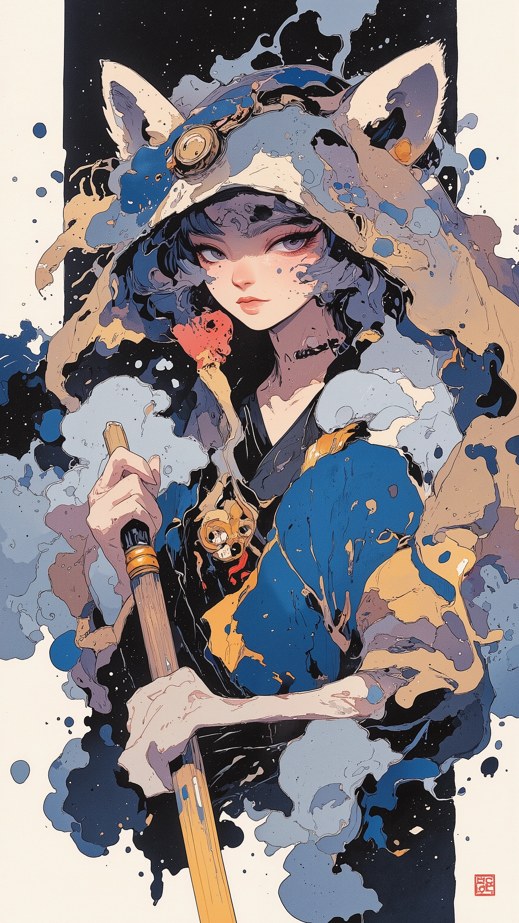 (best quality)))、(super high image quality)、(Super Detail)、(detailed description)、(Best CG ))、(masterpiece)、ArsMJStyle、(Zen ink wash painting)、raccoon , ランダムなシチュエーション,背後からのアングル,(aura:1.3),セクシーな雌raccoon