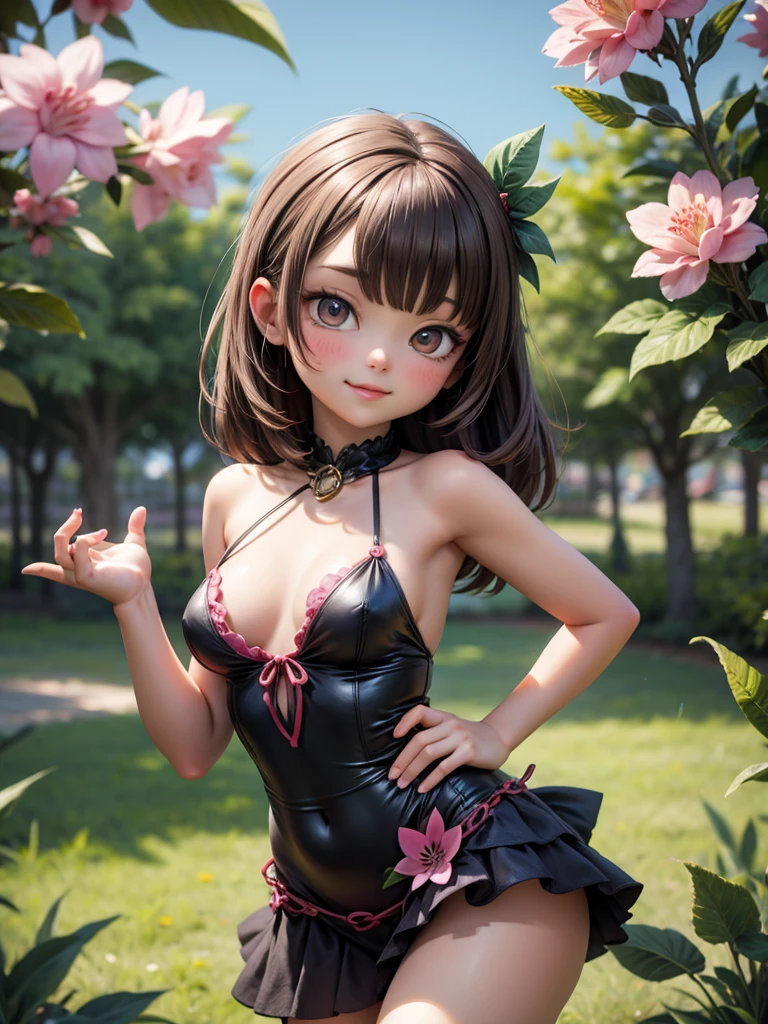 (((Chibi))), more_details:-1, more_details:0, more_details:0.5, more_details:1, more_details:1.5, lucy loud, hair over eyes, black dress, striped pantyhose