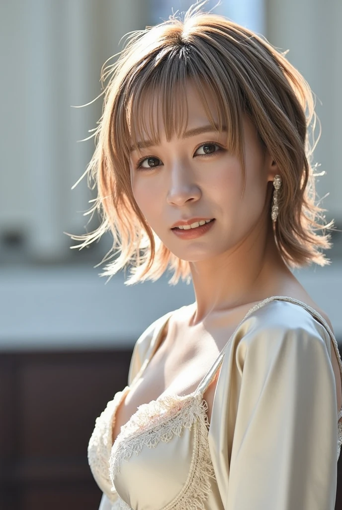 ((Highest quality,4K,High resolution,masterpiece:1.2)),((Character Concept Art)), 1 female, Improve her overall look. ((Exquisite detail)), Very finely crafted fingers(((10 fingers))), (Standing still with confidence), (Full-body showcase), (Show your whole body), (Jacket), (skinny pants), Scenery of the city, (Blonde Short Hair), (Human finger length).