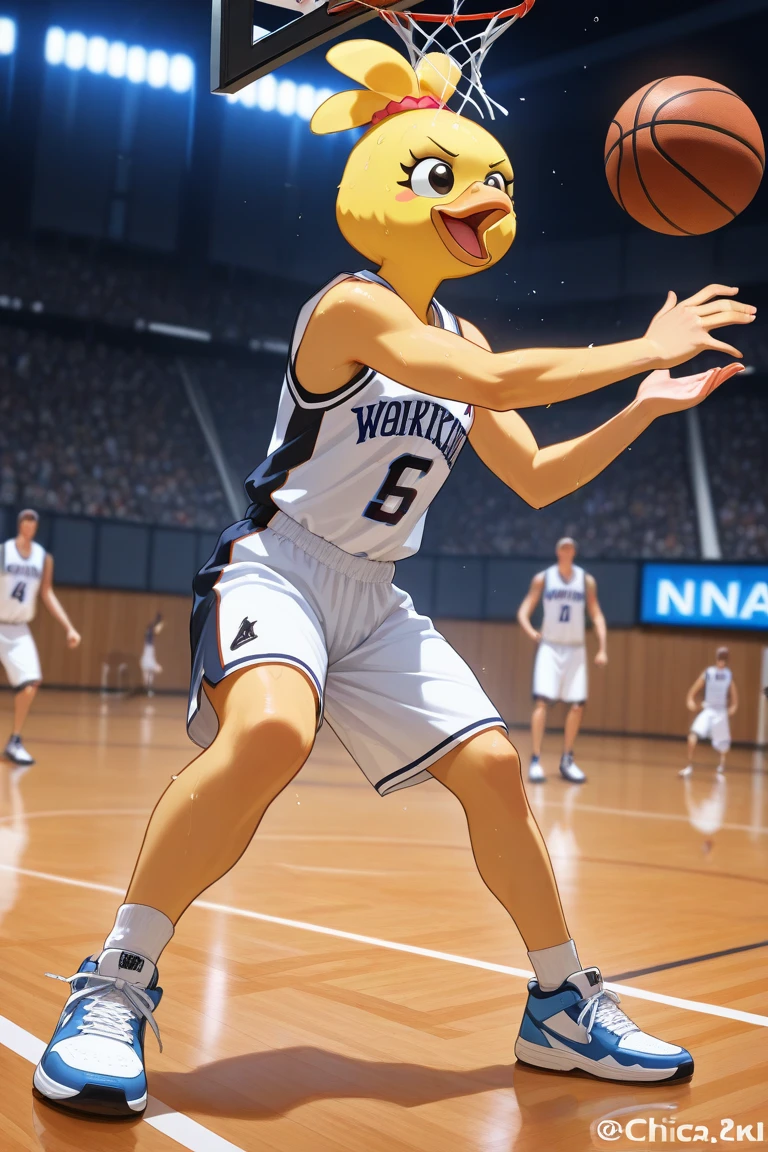 Female seal basketball player, furry seal woman, eating fish! Sea animal 