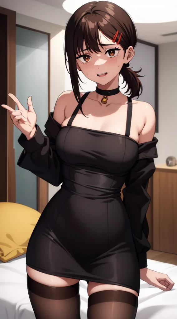 ((Masterpiece )),(Best Quality),Official Art,is very delicate and beautiful,极其精细的CG,Unity 8K壁纸,Super Detail,beautiful detailed eyes, extremely detailed face ,exteriors,1girl,alone,upper body,(Portrait:1.5),watch the audience, FOR THE AUDIENCE ,Smile ,(small:1.3),Suminoe Riko, long hair, brown hair ,High ponytail,side locks,By bangs, yellow eyes ,band-aid for the face,school uniform,Brown jacket, casual suit ,Red Tie,macarons,collared shir,white shirt , longer sleeves ,medium ,skin indentation,miniskirt,brown skirt, plaid skirt , pleatedskirt ,black sock,Loafer shoes,Black shoes,