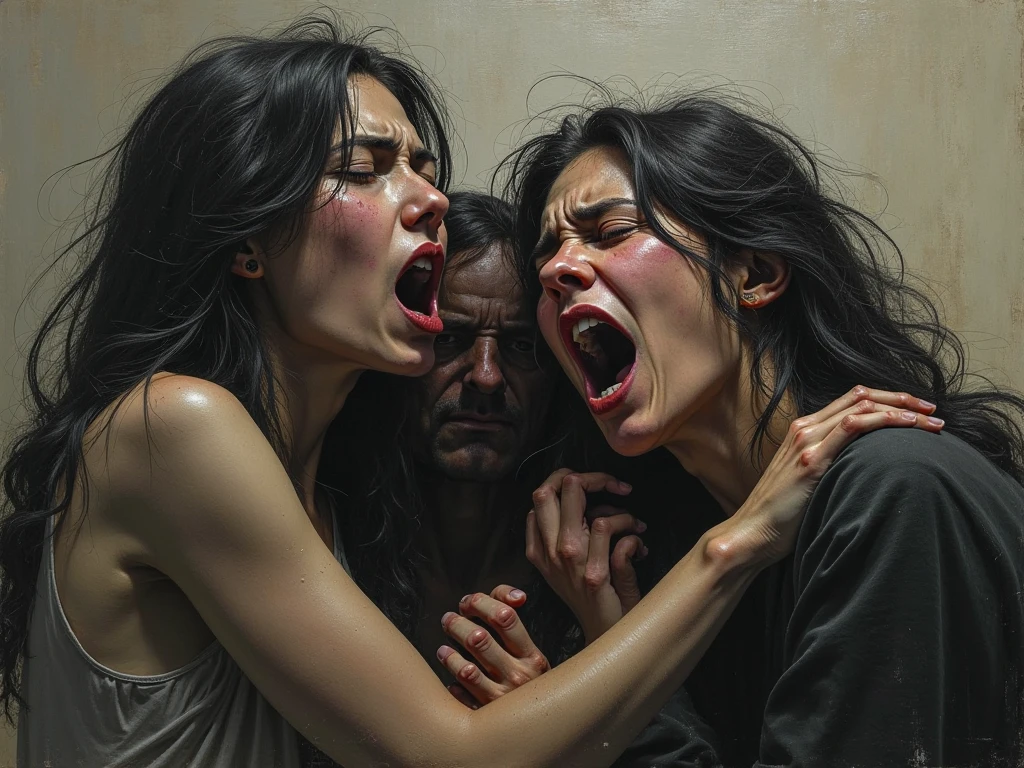 hyper-realistic hyper-surreal grotesque insane nonsense quasimorphic man and woman being strange things and in intricated bizarre positions