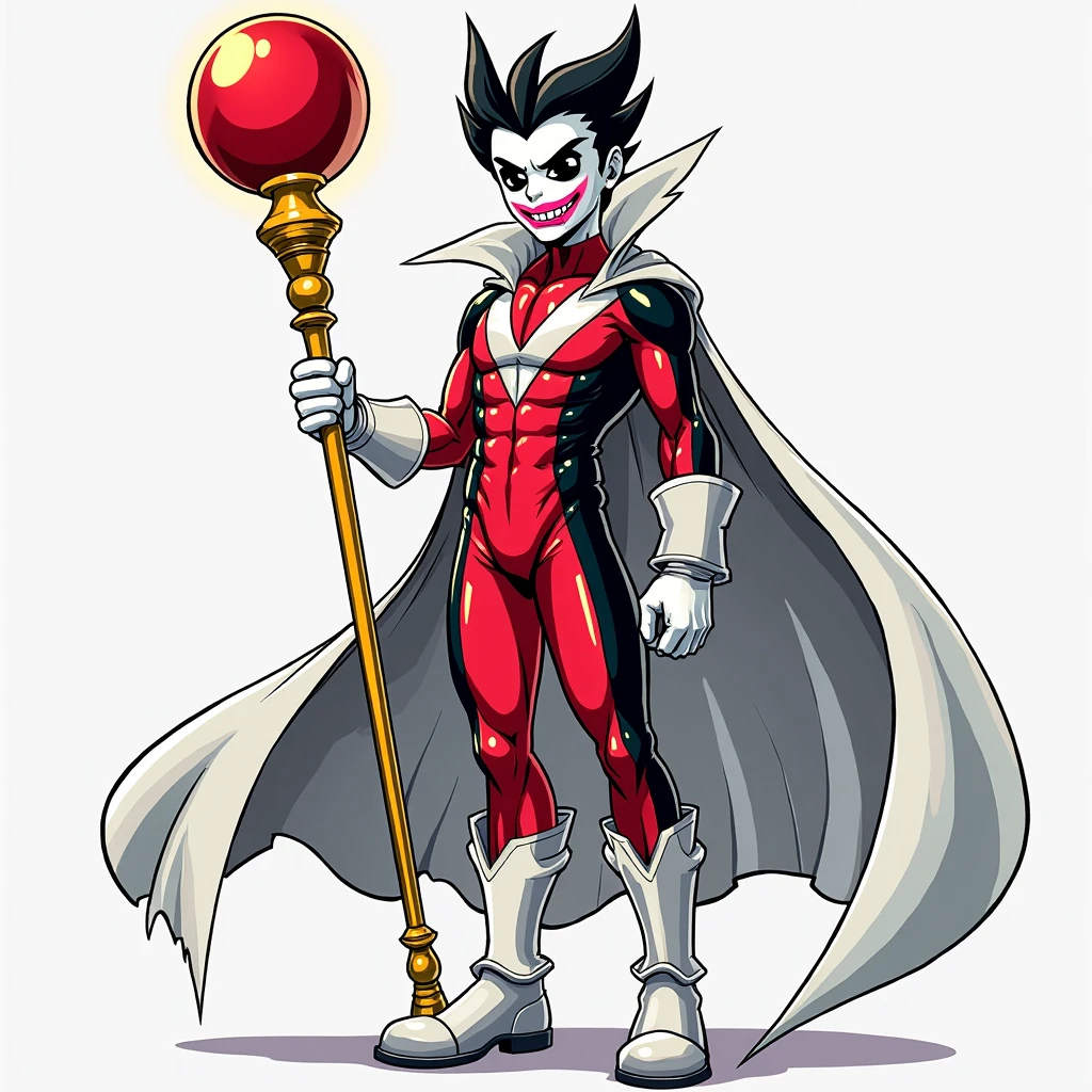 Anine biohazard girl, red sclera, glowing pink eyes, sadistic and scatterbrained, dumb and evil, sexy, smug face sharp teeth, red cloak blue skin, sexy pose