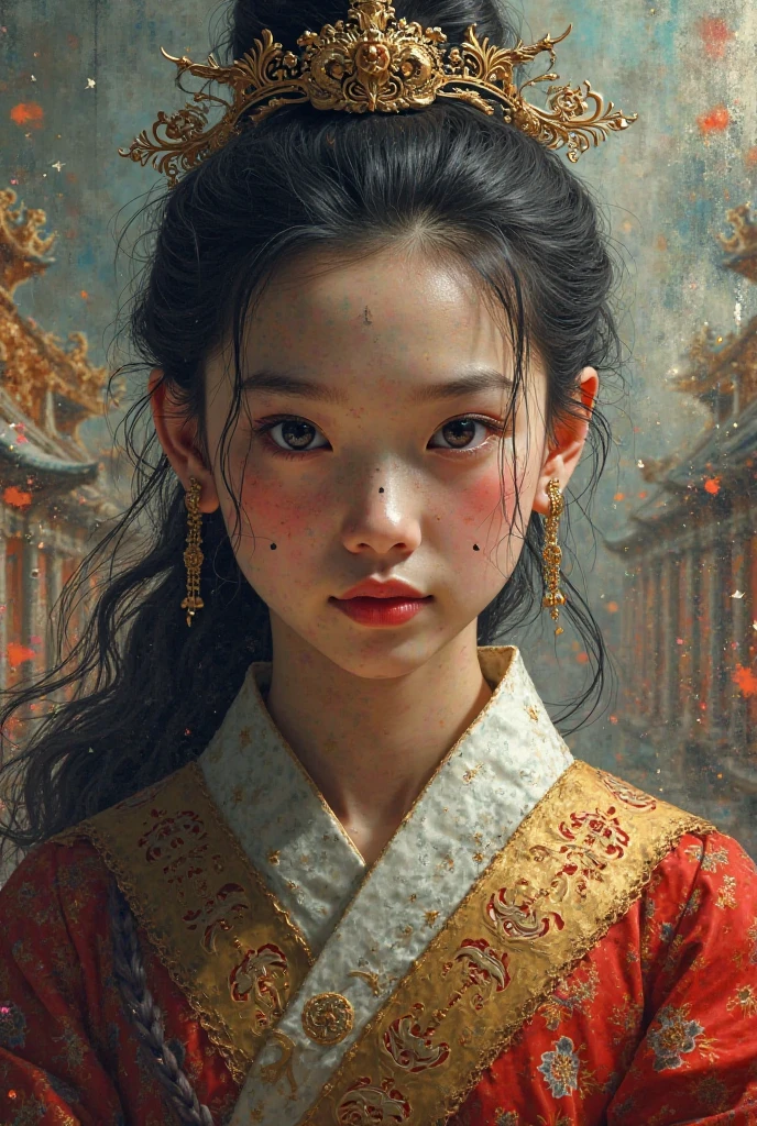Chinese, very cute beautiful woman, a boy blindfold vomiting bloody sadism