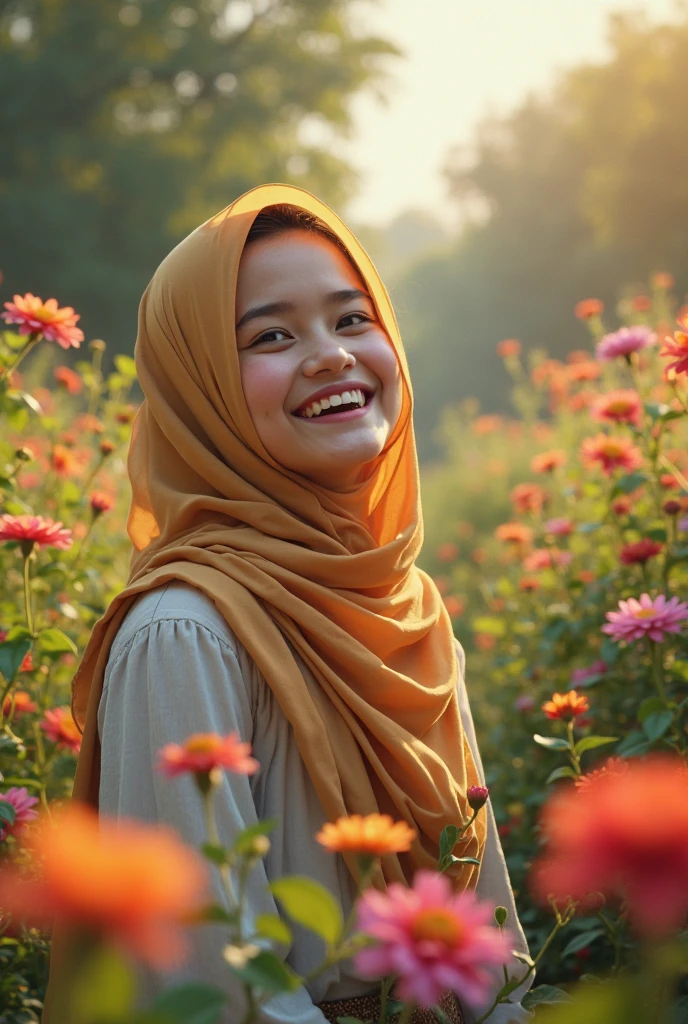 Sundanese girl with hijab, tang top and black mini skirt