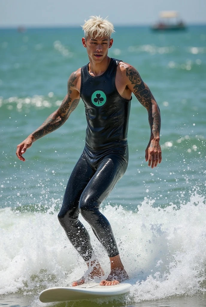 1 muscular male, 20 years old, symmetrical face, handsome face, perfect blue eyes, sparks, topless, ((lay around neck)), ((high waist micro g-string thongs)), (men's short black hair: 1.5), white skin, (short thin hair made of gray strands), (((in a jungle, with a large , surfboard: 1.2))), ((looking at viewer, from behind)), ((butt facing fewer)), ((Tikki, totem)) muscular chest, large hip, (sexy pose, dynamic pose), (island), ultra high resolution, 8k, HDr, art, high detail, perfecteyes, detailed blue eyes, detailed face, bright face , Watching Viewers True 4K light and shadow , (unreal engine) ,(octane render , ultra-realistic , best quality , highly detail painting , super detail , dynamic angle , super-resolution , maxiumum clarity and sharpness , hdr) , (detail face) , (((photorealistic))) , (real man) , ((realistic photo)) ,(realistic style) , (real photo) , focus , detail , best quality, high-resolution , nsfw , erotic , (bubble butt) , ((full body)) , (nasty slutty whore) , perfect model face , handsome