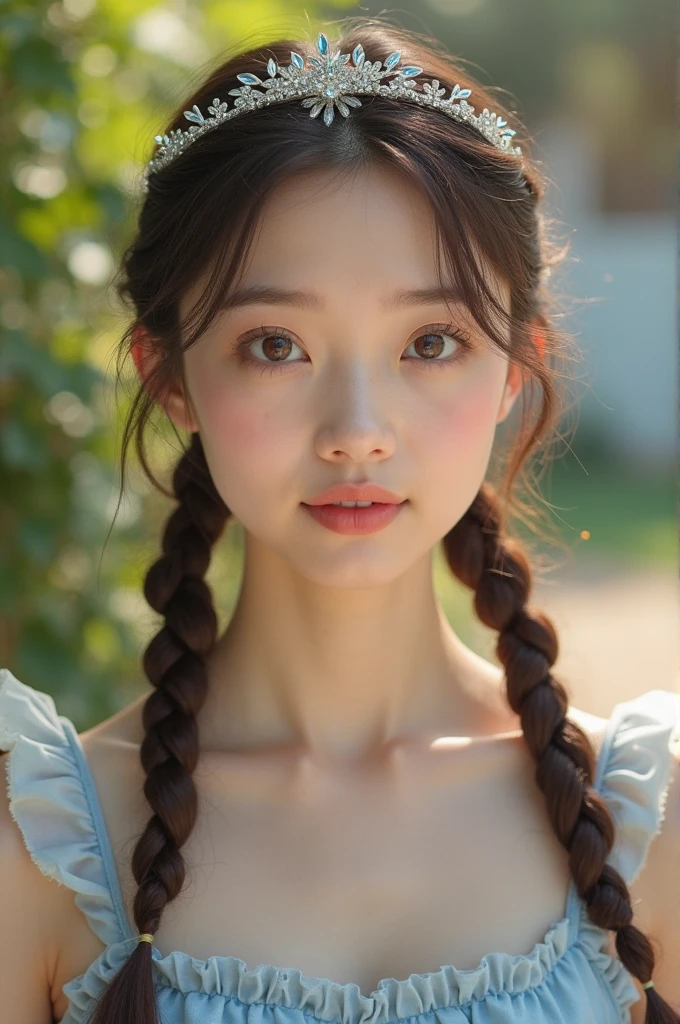 1girl, extremely detailed eyes and face, beautiful detailed lips, beautiful detailed eyes, long eyelashes, doll, dolly lips, jang wonyoung, ive wonyoung, hd, high quality, tiny braids, intricate details, elegant, cute, soft lighting, warm colors, photorealistic, hyper detailed, masterpiece
