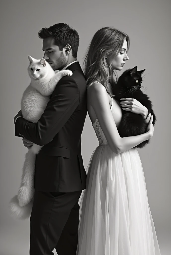 there is a man and woman in a black dress standing next to a dog, black tie, an elegant couple, wearing a black noble suit, wearing tuxedo, by Gavin Hamilton, wearing a tuxedo, by Thomas Dalziel, black luxurious suit, by Emma Andijewska, aristocratic appearance, formal attire, by Virginia Lee Burton, by Pat Adams