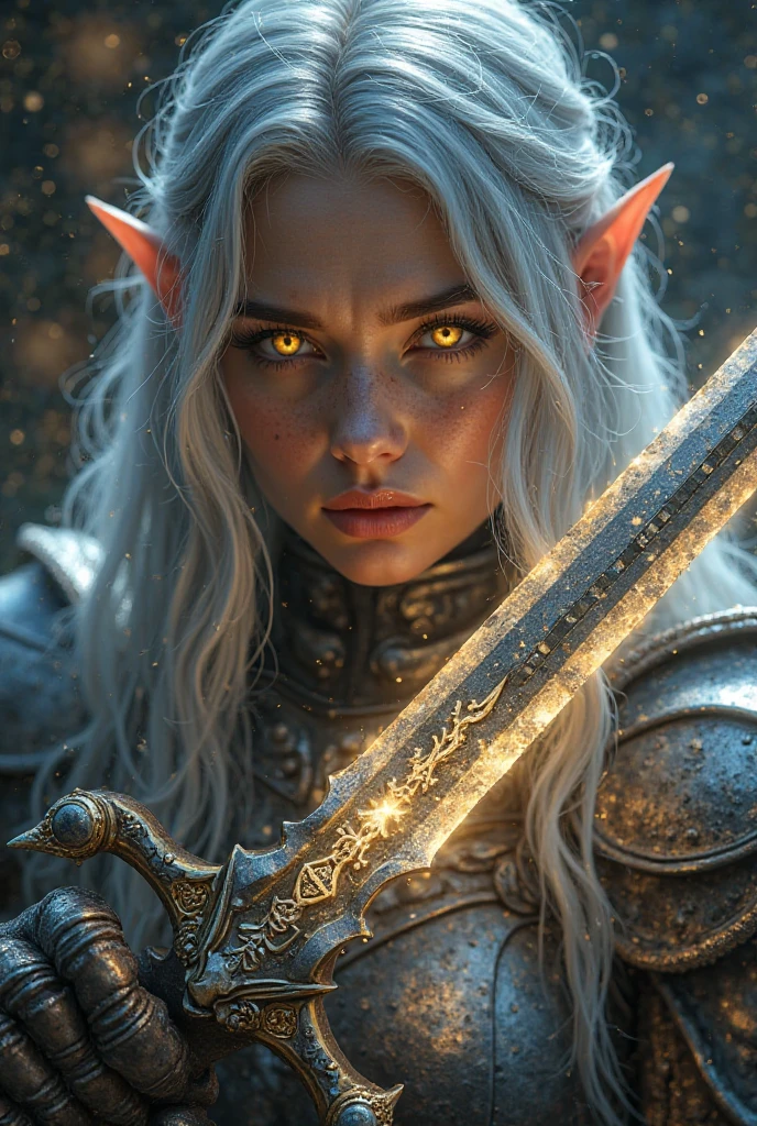 A detailed fantasy realism close-up of a knight woman with long - SeaArt AI