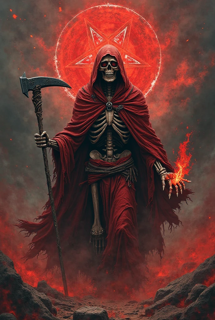 realistic demons and fire,  against the background of a huge pentagram,  write Arcanorum Astrum, the inscription on the painting Arcanorum Astrum, all in dark colors, ritual with sacrifice, black holes instead of faces, fog and smoke, black colors, necromancer looking at the sky, darkness instead of eyes, black holes instead of eyes, all in smoke, fog and fire, against the background of a huge pentagram, sacrifices, ritual dagger in hand, skulls, bones and blood