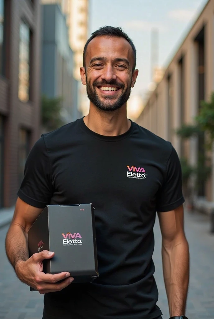Strong and muscular man from Iran, smooth-faced and short-haired, in white underwear, Grinning, showing a credit card with red and black colors, written on it “RIBEIRO CARD” in capital letters.