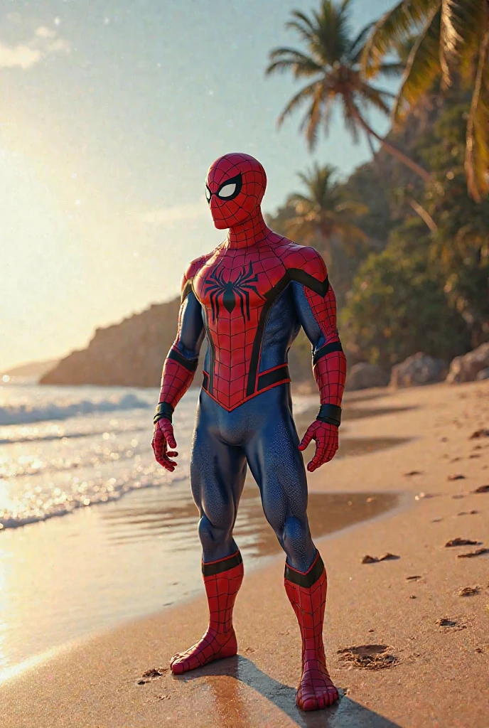 Spiderman in beach party
