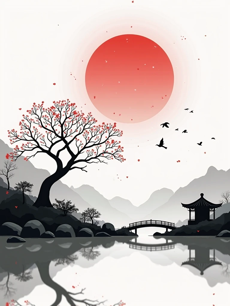 there is a painting of a man on a boat in the water, japanese landscape, chinese landscape, chinese watercolor style, japanese style painting, shadows. asian landscape, chinese style painting, scenery artwork, traditional chinese ink painting, traditional japanese painting, chinese painting style, beautiful art uhd 4 k, japanese watercolor, detailed painting 4 k, japanese painting, oriental scene