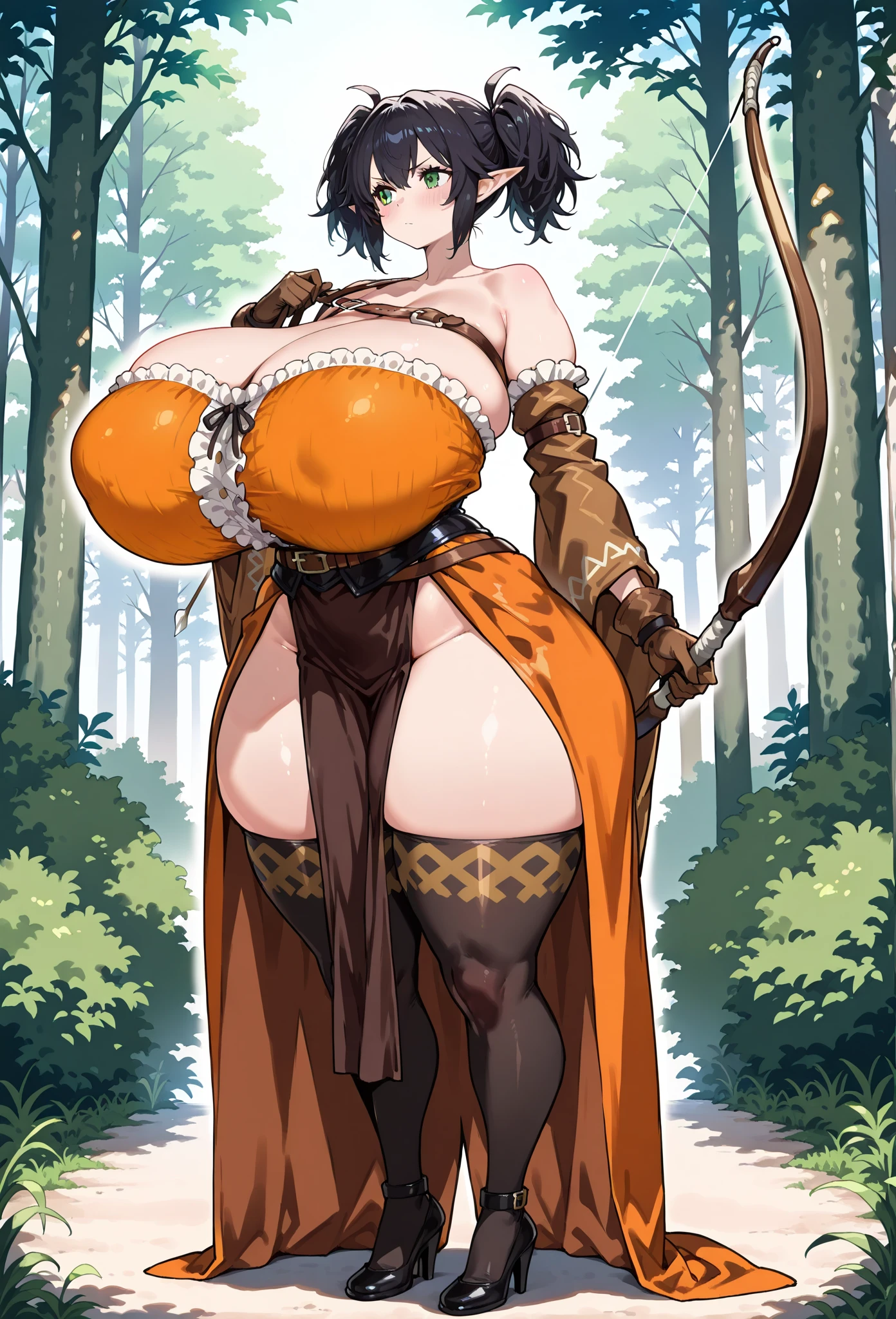 helga, dark-skinned female, short hair, silver hair,, horns, red eyes, shorts, huge breasts, no wings, muscular female, thick thighs, thick arms, tomboy,full body tatto,, no tail,fertility tatto, breeding tatto,smug, holding axe, reflection light, blending, bloom, god rays, ray tracing, Fujicolor, drop shadow, Gothic art, anime, Ghibli-like colours, anime style, UHD, retina, masterpiece, ccurate, anatomically correct, textured skin, super detail, high details, high quality, award winning, best quality, highres, 1080P, HD, 4K, 8k, 16k,refsheet, pullover, pantashion #Clothing Trigger Words: edgPO wearing edgPO pullover sweater