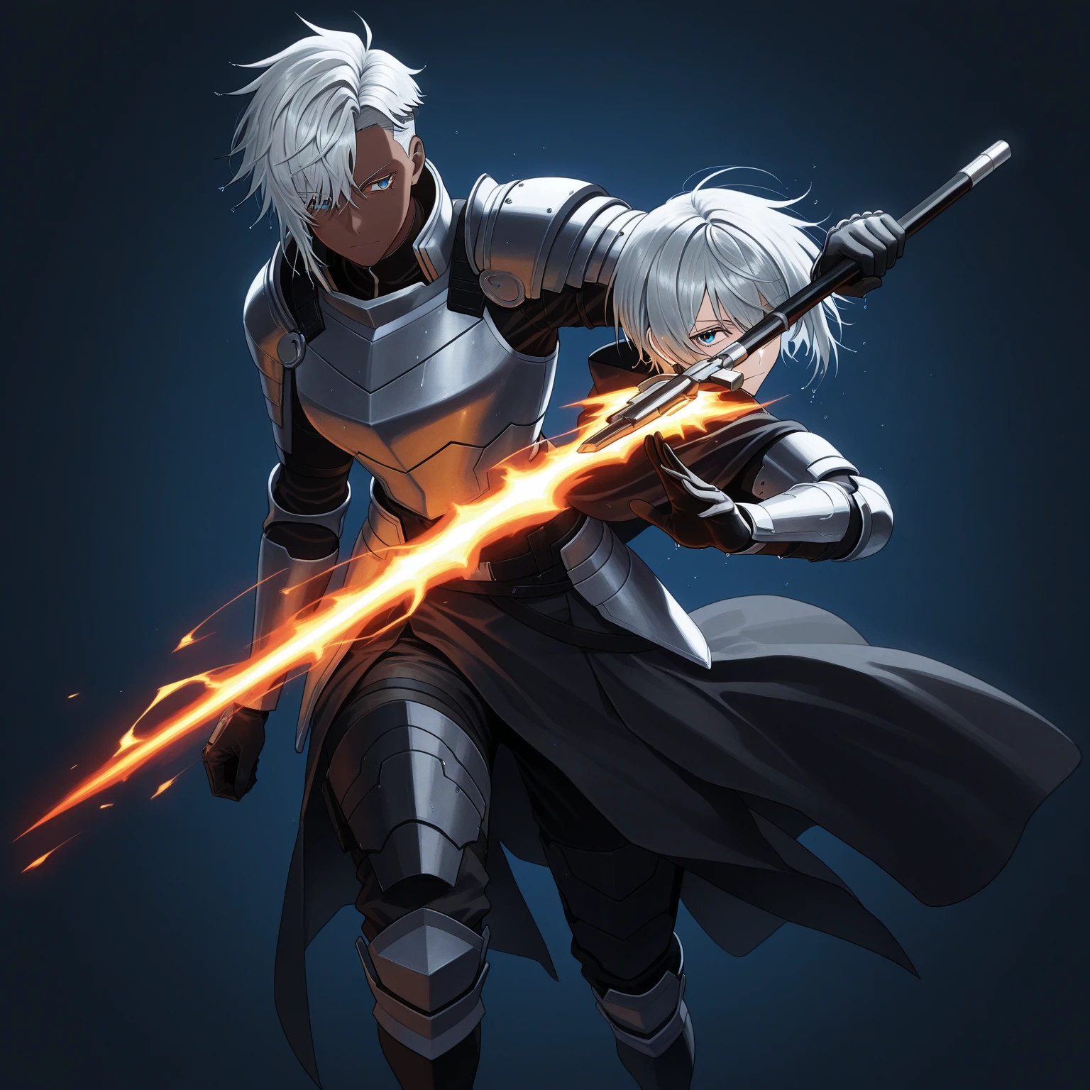 lonely warrior,So tired,Dark Background,At Night,Shine Armor,best Quality,with best sword,bloody