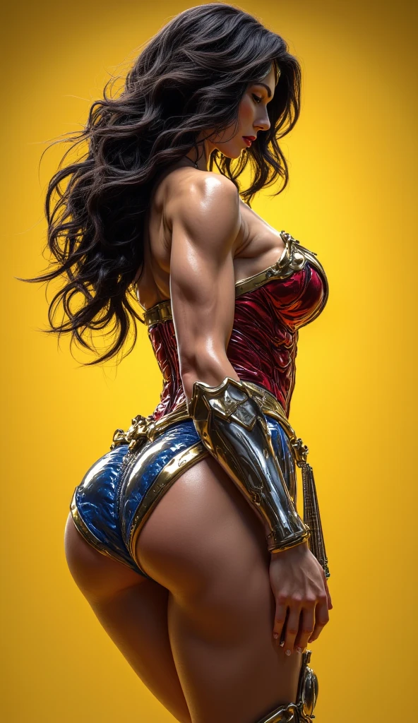 Wonder Woman attractive sexy naughty and hot, she wears a transparent lingerie style thread plug in the dental ass, she is seducing the Cat woman (sexy and lingerie, DC Comics, Naked, back, athletic, ultra details, octane render, hentai style 16k
