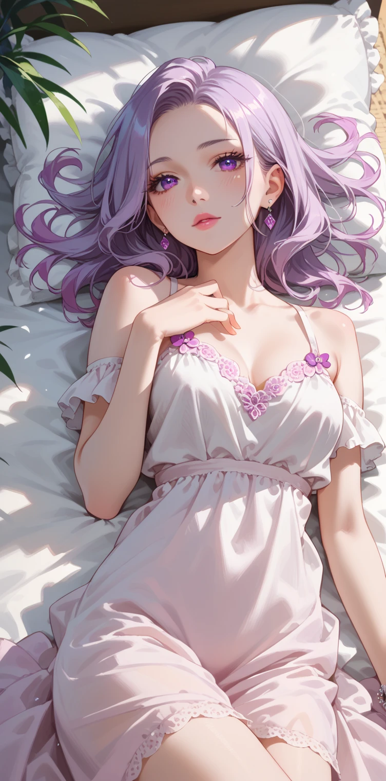 (from below:1.2),(from side:0.9), (Close-Up:0.4), highest quality、(real、photorealistic:1.4)、(RAW photo:1.2)(Curve,Model,glamor:1.5),Beautiful breasts,colour_aberration,beautiful detailed shadow,Beautiful eyes,Beautiful body,Beautiful skin,beautifull hands,(medium_breasts:1.5),1 girl in, purple color hair、Purplish pink eyes that dreamers desire, (Blonde hair) , small stature, Colossal tits, Lori, (masutepiece:1.2, Best Quality), (finely detailed beautiful eye: 1.2), (beautifull detailed face), (Best Illumination, extremely delicate and beautiful), ((Cinematic Light)), Dramatic light, Short bob hair(1:3),Ultra Contrast、Braid a little around the ears, clavicle, White long dress、only has 5 fingers,Her pussy is visible through the white thong、Wet pants、You can see inside your underwear、full of sweat、mocking look、diaper、nffsw,Arms crossed、grab the arm、Shoot from below、The angle is as seen from below.、Best Quality、Large breastuscular pussy、Pubic hair,high-level image quality、hightquality、8K,perfect hand、5 fingers、finger pin、Perfect Finger、T back、Naked、noise cut、bullet hand、Her hair color should have been a brighter purple.The skirt part is also carefully expressed..、Purple skirt、the skirt is floating in the wind、Dark purple panties、Pubic hair majority,(with sparkling eyes and a contagious smile),her thin pubic hair, looking at viewer