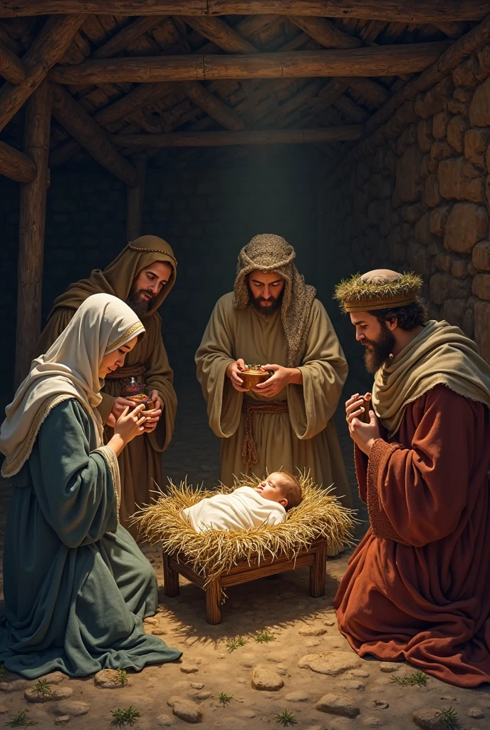 biblical history,
The magicians, they worshipped with reference to entering the house, they found the baby with Maria,
They offered him valuable gifts:
gold, frankincense and myrrh, each symbolizing an important aspect of their identity and mission.