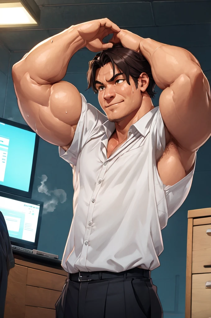 Male highschool with brown fluffy hair and big , moaning