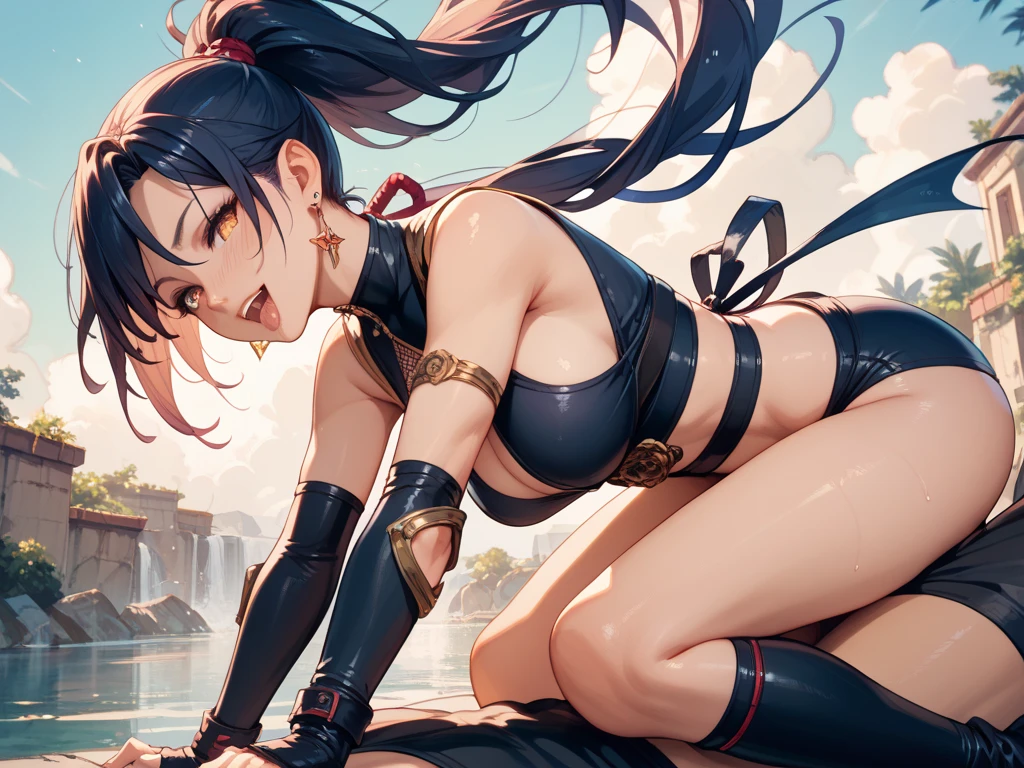 ((Highest quality)), ((Masterpiece)), (Details: 1.4), fantasy, (((((ultra huge breasts)))), Beautiful woman with big ass, gigantic hip, Thick thighs, wet breasts and uterine area, Wet skin, Blush on the face, a lot of goddesses