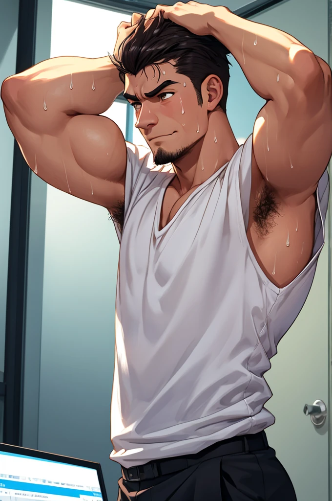 ((best quality)), ((Masterpiece)), (details), perfect face,high definition,Masterpiece,4k,details clearly,,,Handsome face,white skin,perfect body,male body,strong muscles,Abdomen muscles are wavy....,abdomen,blue eyes,white skin,The most handsome man in the world,handsome,,The coolest face,Male characters,challenge,Show off your body,Strong breasts,beautiful eyes,Look clearly.,sexy male underwear,strong legs,wet body,Show off your arm muscles,luxurious,crystal,millionaire,Ratchawong House,luxurious,Show off your arm muscles,black jeans,luxury car,sport car,Coolest car,shirtless,curly hair,pose on car,luxury belt,perfect hands,perfect eyes,in the garage,V shape,inside,studio light
