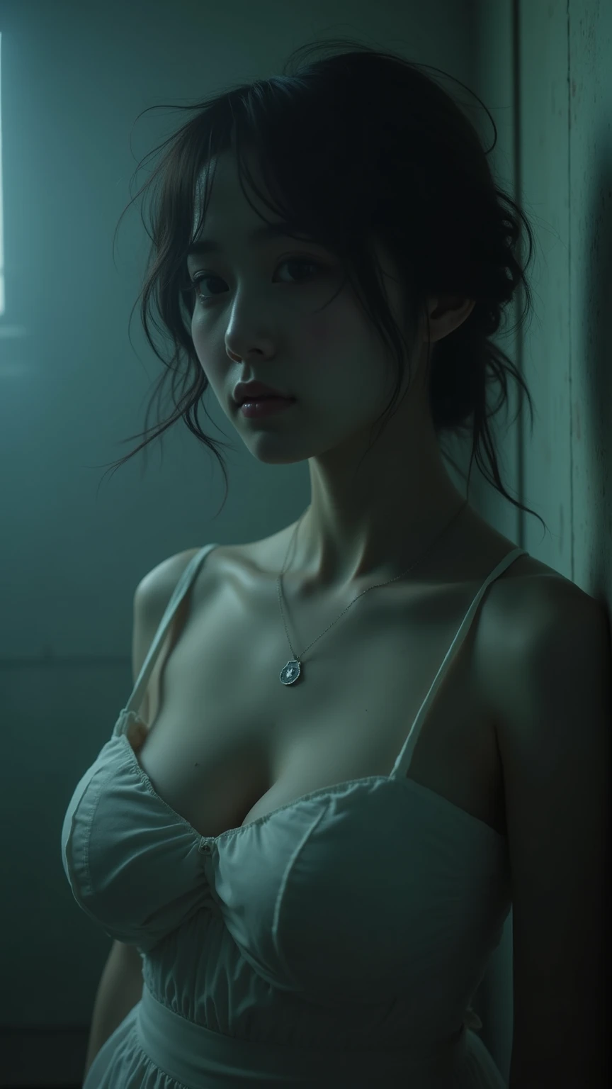 8k,crawl on the ground,Very big breasts,超A high resolution,real looking skin,Horror movie shot of creepy girl with long straight black hair, Sadako,Super beauty(Like the real thing), Wearing a dirty hospital gown, eerily distorted face,thirds rule, Tonal color scheme, Pale Brown, Bokeh, mystery, Horror, eery, creepy, Moody lighting, In the style of Denis Villeneuve, Film Still, cinestill 800,Fantasyart,character art,sexy for,Horrific morphology,grudge,Grievances,