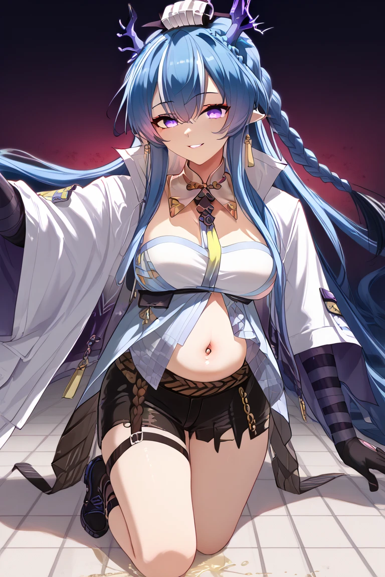 ((Highest quality)), ((masterpiece)),(detailed),High resolution,Sharp focus,Perfect Face,{best illustration},(complete anatomy),(Huge breasts,Glamour:1.1),
shiny 肌,very shiny 肌,Shiny body,plastic glitter 肌,exaggerated shiny 肌,illuminated skin,curvy,(erection of nipple),
(非常にdetailed CG unity 8k wallpaper),(((Vibrant colors))),Official Art,dq3,Monk,One girl,Long Hair, Light blue hair,
Red eyes,Complex eyes,Beautiful fine details,Symmetrical eyes,((Huge hips:1.3)),
Blue Mithra, Blue Tabard, Cross Print, yellow elbow gloves,Yellow Boots,White see-through underwear,pubic hair,Perfect Fingers,
seductive smile,Open your mouth, Drooping water droplets, wet skin,
(from side),((close up head)),oral invitation,
duck squat, spread legs, open legs,Put your hand on your cheek,
A deserted alley soaked in the rain,puddle,Cloudy,reflection,Pale Light,