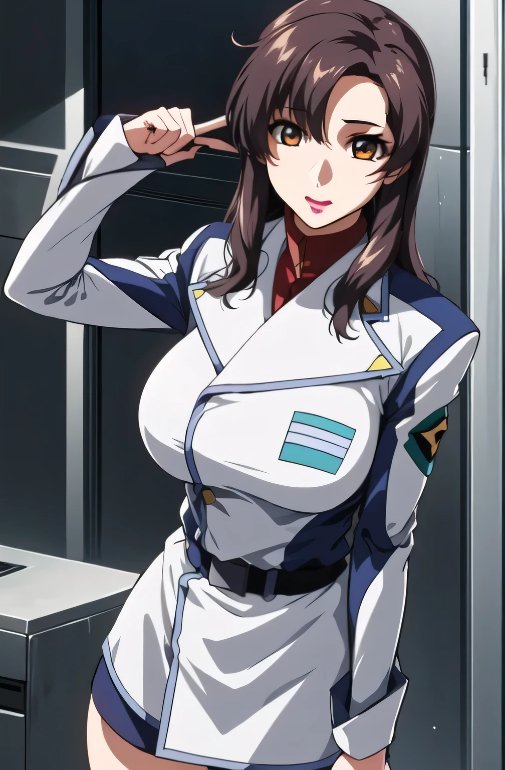 Can you draw thigh-length boots,I want to see my nipples through my skin when wet,(faceの表情をさらに繊細に描いて下さい),Please draw big breasts even bigger,thigh-high boots,draw big breasts even bigger breasts,脚を開いて青colorパンティが見える,wet 、I want to see through her skin,,garter belt, 2-high stockings , faceの表情をさらに繊細に描いて下さい,40歳大人のcolor気のある女性,, 足を広げると青colorパンティが見える, , office lady uniform,スカートの丈をさらに短く描いて下さいfaceの表情をもっと繊細に描いて下さい,The skin on the jacket is hidden by the uniform,That's enough for me,faceに表情をさらに繊細に描いて下さい, simple background , Please draw big breasts even bigger breasts,巨乳でも waist が細い,
military uniform, military, jacket, blue and white uniform ,draw a shorter micro skirt, my whole body,
前hair,茶color_hair, length_hair,red eye,lipstick,Compensate,
1 Girl, 40歳大人のcolor気のある女性,, young woman ,beautiful Finger,beautiful length legs,beautiful body,beautiful Nose,beautiful character design, perfect eye, perfect face,expressive eye, perfect balance ,
,(Focus on her face), I closed my mouth , (innocent_big_eye:1.0),light_笑face,
OFFICIAL ART, VERY WELL DETAILED CG 、 Uniform 8k Wallpaper , Full light,colorful, bright _Front _face_lighting, white skin,
(masterpiece:1.0),(Highest_quality:1.0), ,4K, VERY WELL DETAILED ,
カメラのlengthを描いてください, 8k, High image quality, High image quality, absurd:1.2, Kodak Portra 400 , Film Grain , I'm sleeping on a private beach with my legs open and a、model with bangs 、Sunlight on Blurry Background, Bokeh:1.2, lens flare , ( vibrant_color:1.2), プロの カメラのlengthを描いてください ,
(beautiful,huge_men's white needs:1.4), (beautiful_face:1.5),(Narrow _ waist ),