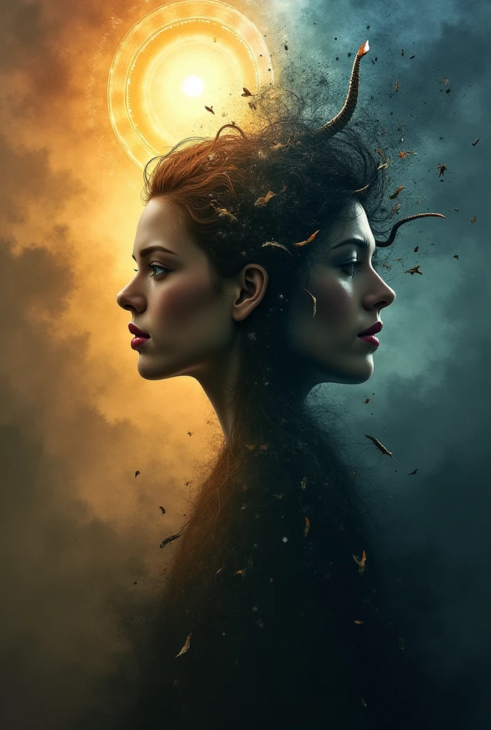 Front view one head, Long Dress (the A smiling girl of unknown beauty with wet hair strict office hairstyle and charming makeup:1.1) art, symmetrical artistic sharp art, (dan mumford style:1.1), hdr, realism, strong lines, dark fantasy atmosphere, lovecraft style, (JimJorCrafLogo art style:1.3)