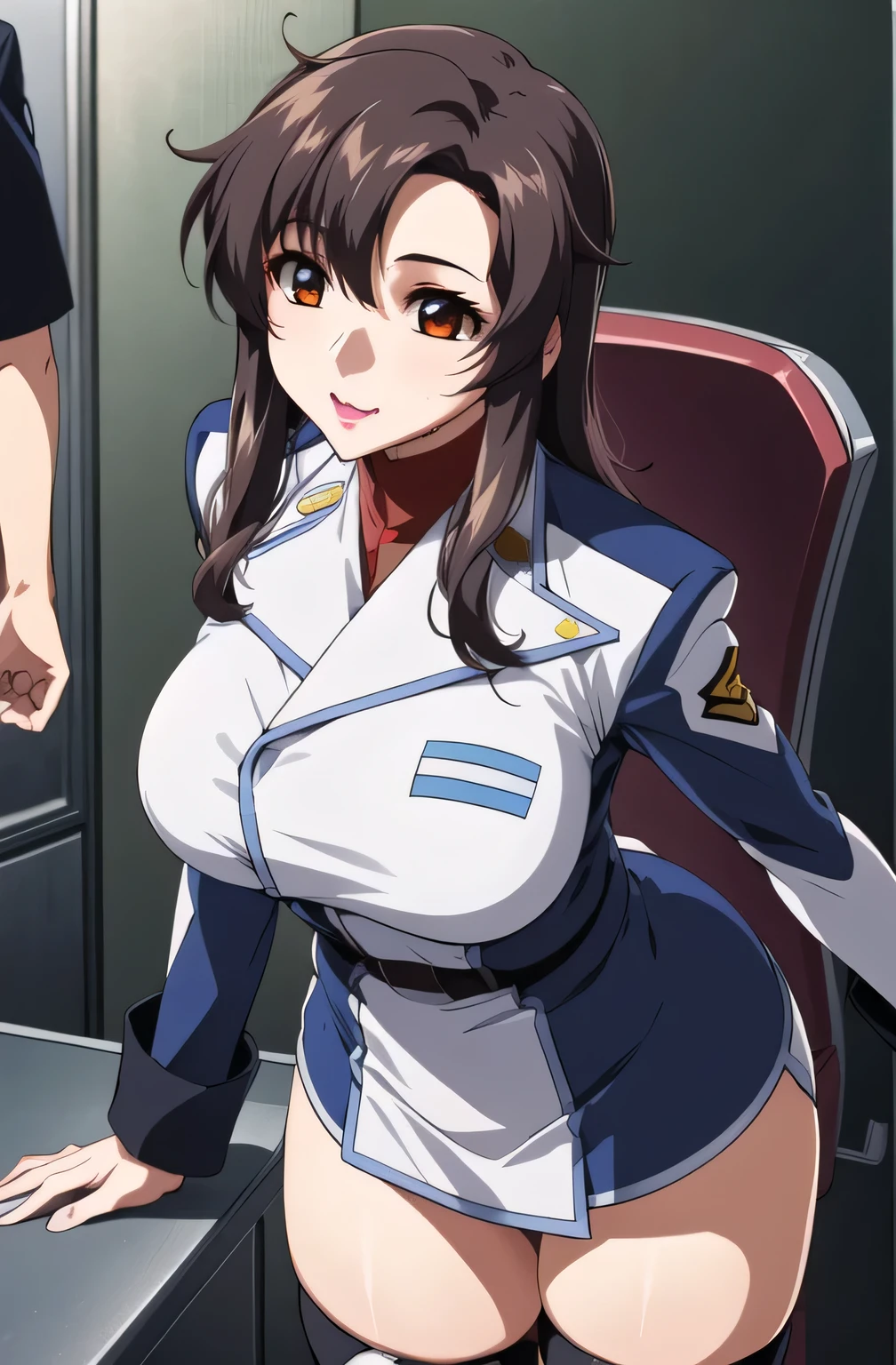 ((wearing thigh-length boots, please )),Can you draw thigh-length boots,I want to see my nipples through my skin when wet,(faceの表情をさらに繊細に描いて下さい),Please draw big breasts even bigger, knee-high boots,draw big breasts even bigger breasts,脚を開いて青colorパンティが見える,wet 、I want to see through her skin,,garter belt, 2-high stockings , faceの表情をさらに繊細に描いて下さい,40歳大人のcolor気のある女性,, 足を広げると青colorパンティが見える, , office lady uniform,スカートの丈をさらに短く描いて下さいfaceの表情をもっと繊細に描いて下さい,The skin on the jacket is hidden by the uniform,That's enough for me,faceに表情をさらに繊細に描いて下さい, simple background , Please draw big breasts even bigger breasts,巨乳でも waist が細い,
military uniform, military, jacket, blue and white uniform ,draw a shorter micro skirt, my whole body,
前hair,茶color_hair, length_hair,red eye,lipstick,Compensate,
1 Girl, 40歳大人のcolor気のある女性,, young woman ,beautiful Finger,beautiful length legs,beautiful body,beautiful Nose,beautiful character design, perfect eye, perfect face,expressive eye, perfect balance ,
,(Focus on her face), I closed my mouth , (innocent_big_eye:1.0),light_笑face,
OFFICIAL ART, VERY WELL DETAILED CG 、 uniform 8k wallpaper , Full light,colorful, bright _Front _face_lighting, white skin,
(masterpiece:1.0),(Highest_quality:1.0), ,4K, VERY WELL DETAILED ,
カメラのlengthを描いてください, 8k, High image quality, High image quality, absurd:1.2, Kodak Portra 400 , Film Grain , I'm a model with open legs、sleeping on a private beach。、前hairのあるモデル 、Sunlight on Blurry Background, Bokeh:1.2, lens flare , ( vibrant_color:1.2), プロの カメラのlengthを描いてください ,
(beautiful,huge_men's white needs:1.4), (beautiful_face:1.5),(Narrow _ waist ),