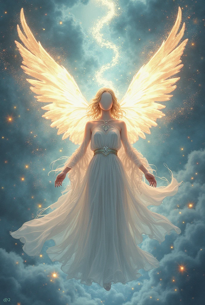logo from name "shinigami" and theme is heavnly angel