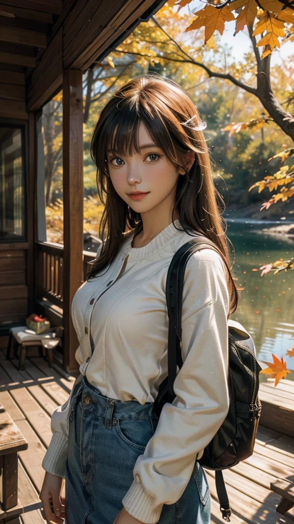 RAW image quality、8K分辨率、Ultra-high-definition CG images、Autumn leaves at night🍁、Moonlight、17 year old beautiful woman、Detailed beautiful eyes、Beautiful beautiful straight side sweep short hair、Clear skin, (Autumn High School Fashion)、shortpants, Colossal tits、Susukihata、depth of fields、masutepiece、absurderes、24K Graphic Arts、Carefully drawn background、Composition with depth、sano、jumpy、