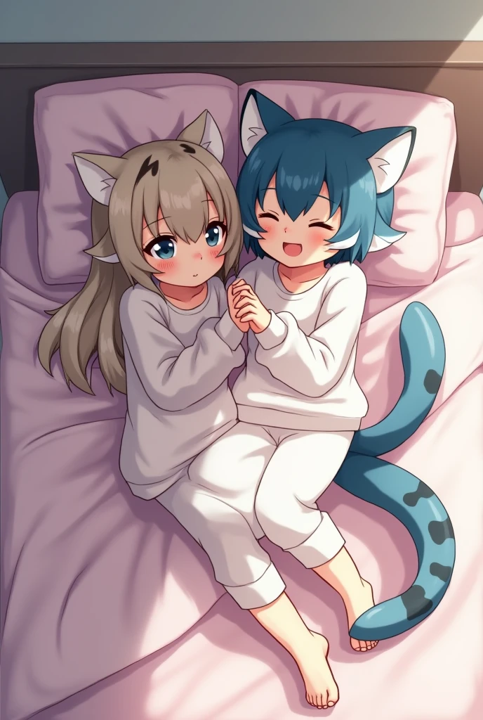 young cat girl, cat girl, mother holding a child, 30 year old girl