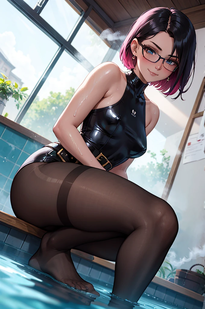 Best Quality, Extremely detailed, curve, Best Quality, Standing on one leg and showing off her crotch、Well balanced、Extremely detailed,, 1 Girl, Solo, Best Quality, 1 Girl, Looking at the Viewer, Huge boobs、Bite、Glass sealed、Heart mark in the eyes、Wet genitals、Accentuate the groin area、Emphasizing the crotch、Short bob hairstyle、The panties are visible、Embrace one'My feet、Open one'have one genitalia'reference、Saliva dripping from the genitals、Showing off their genitals、Overexposure、Genitalia emphasis、Sticking out tongue、Flushed expression、Her breasts are twice the size of her face、Young Girl、Children、Glasses