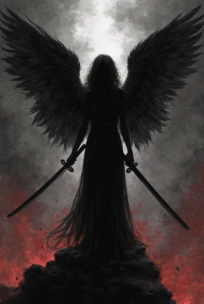 Replace the sword with an Athame dagger, featuring a thin, double-edged blade and a decorative handle. Ensure the 'A' shape and the wings remain intact and unchanged. The Athame should fit naturally into the design, maintaining the same alignment and position as the original sword, with the overall dark fantasy aesthetic.