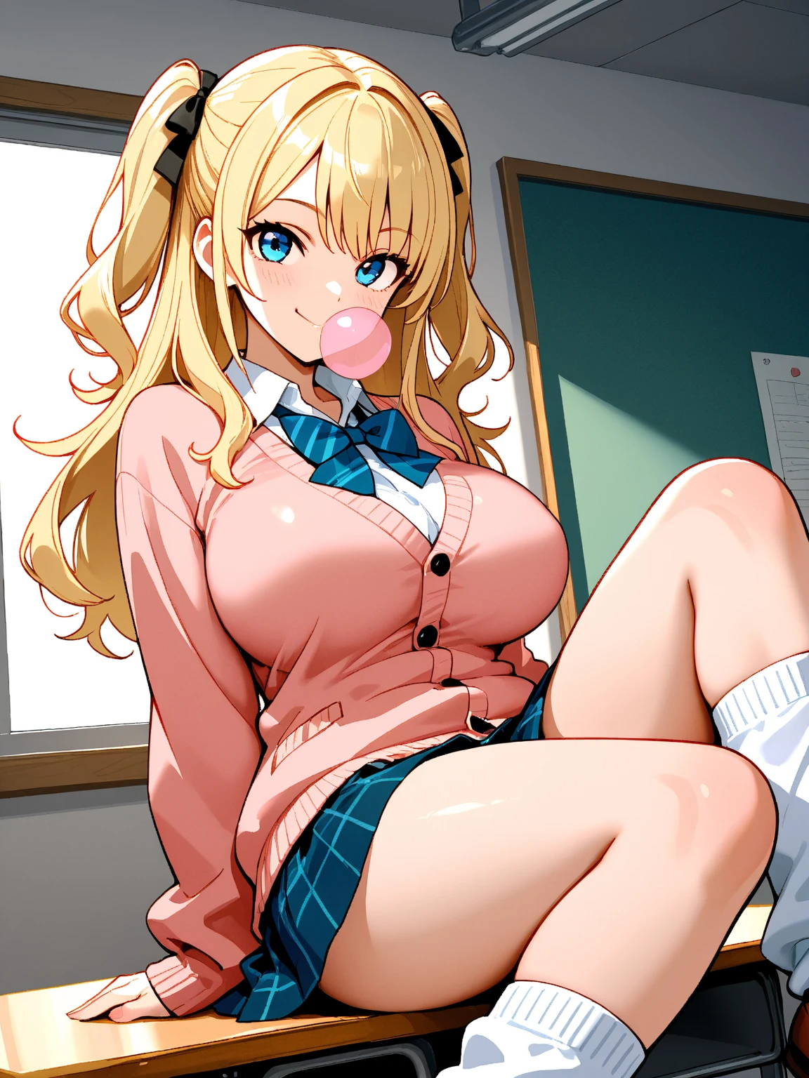 Four women、teenager、Girls' School、classroom、Crowd of schoolgirls、high school girl、Smiling with teeth showing、Blazer uniform、Gingham check pleated skirt、Short pleated skirt、黒Gal、Gal、Tight panties、Colorful manicure、Low - Angle、Spread your legs、Galピース、Galポーズ、黒のsatin panties、blonde、Twin tails、Gal化粧、Heavy makeup、mascara、Dark eyeshadow、Brown skin color、Beautiful woman、Very thick thighs、Big 、Big Ass、Unbuttoned shirt、loose socks、Scrunchie、Acme Face、Best image quality、High resolution、masterpiece、super high quality、Spread your legs、satin panties、Satin Bra、とてもBig Ass、Very large breasts 、blush、4k quality、blush、Cowboy Shot、{Highest quality}, {so beautiful}, {Very detailed}, {Best illustrations}, Browsing Caution, Cowgirl、Bang your hips up and down、Riding on top of a male student、Inserting the penis into the vagina、Show your vagina、fuck、have sex、Cowgirl fuck、周りの女生徒もfuck、Orgy、Shake your hips vigorously、Hip Swing High Speed Piston、Love juice overflows、Sweaty crotch、Ahegao