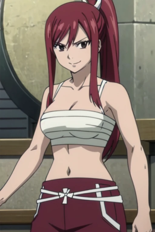 ((black bikini only, flexing arm muscles, very little biceps, big breasts), (((wrestling arena))), spotlights, upper body view, please prioritize (best quality, 4k, 8k, highres, masterpiece:1.2), ultra-detailed, and (realistic, photorealistic, photo-realistic:1.37) rendering. ((looking at the viewer)), ((black bikini only)), groin, ultra detailed face, perfect anatomy, 8k, perfect body proportions, highest quality, 1girl, solo, (()), (very little biceps) , happy, smile, ERZASCARLET, cleavage, off-shoulder, tall girl, (shiny hair), detailed red hair, open mouth, very big eyes, long belly, wide shoulders, For the image quality, To enhance the visuals, add HDR, UHD, studio lighting, ultra-fine painting, sharp focus, physically based rendering, extreme detail description, professional, vivid colors, fingerless gloves, large breasts