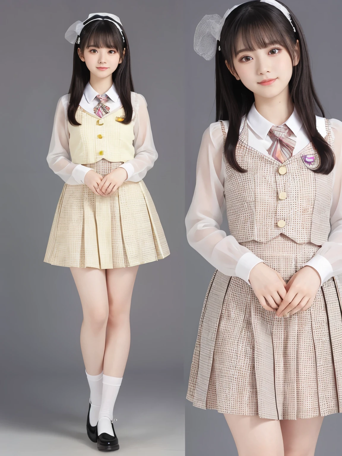 High School Idol、Full body Esbian、fluorescent color sheer costume、is emitting light、