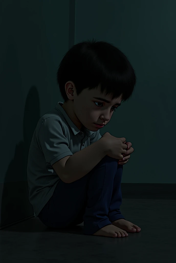 Boy sad in house 