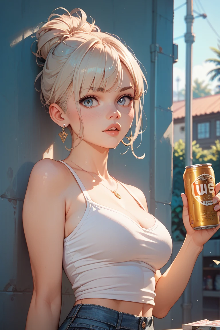 score_9, score_8_up, score_7_up, score_6_up, score_5_up, zPDXL3, max detail, 4k wallpaper, masterpiece, best quality, absurdres, highres, dynamic angle, dynamic pose, source_anime, 
ZuuhlStyle, realistic, 
1girl, shorts, , solo, blonde hair, railing, food, red eyes, dark skin, long hair, dark-skinned female, eating, short shorts, looking at viewer, ponytail, tank top, black shorts, against railing, , arm support, sweat, cleavage, collarbone, open mouth, shirt,  shoulders, outdoors, forehead, holding, sleeveless, blurry, thighs, sidelocks, ahoge, blush, popsicle, cityscape,
<lora:ZuuhlStyle-000010:1>