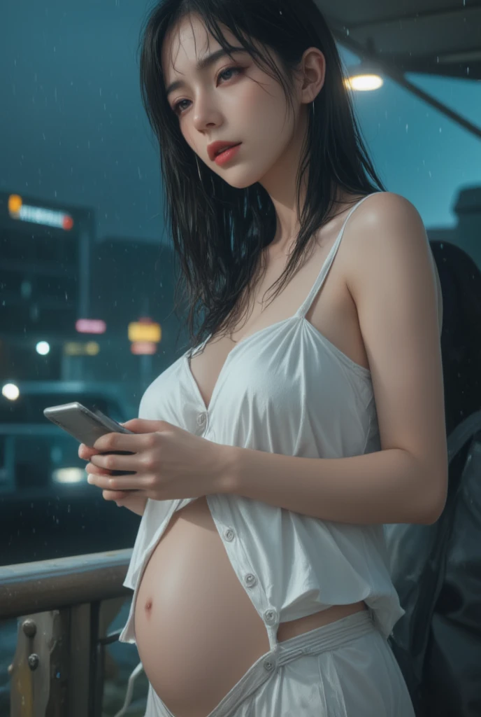 best quality, masterpiece, ultra high resolution, (fidelity: 1.4), original photo, pregnant, hard nipple, Mature, outer and inner dress, Cinema lighting