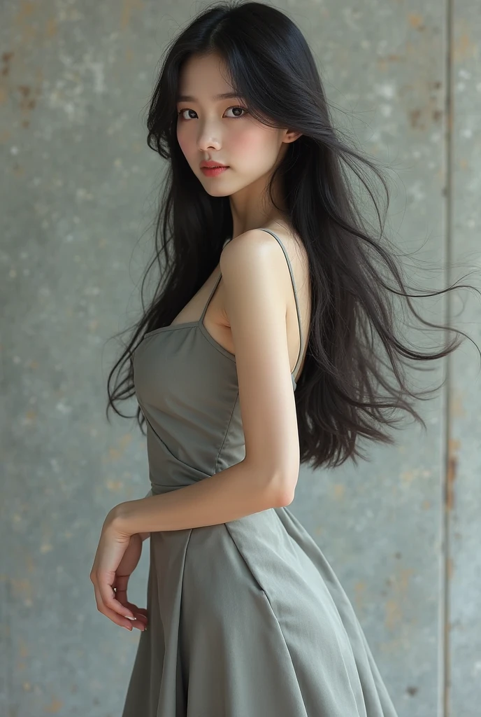 Random Pause, Mix 4, (8k, Raw photo, Highest quality, masterpiece: 1.45), (Realistic, Realistic: 1.37), 一人のgirl, cute, Cityscape, night, rain, saturation, Professional Lighting, Photon Mapping, Radio City, Physically Based Rendering(Physically Based Rendering), Gradient black hair, Gray Hair, Short Curly Hair, good looking, girl, Deep V-neck slip dress, Pale skin, Highest qualityの写真, High resolution, 1080P, (Clear Face), (Detailed facial depiction), (Detailed hand description), (masterpiece), (Exquisite CGI), Extreme light and shadow, Disheveled Hair, masterpiece, Rich details, (Beautiful Faces), (Highest qualityの写真), (masterpiece), (Detailed eyes), Look in front of you, Thin clavicle, (Huge breasts:1.5),