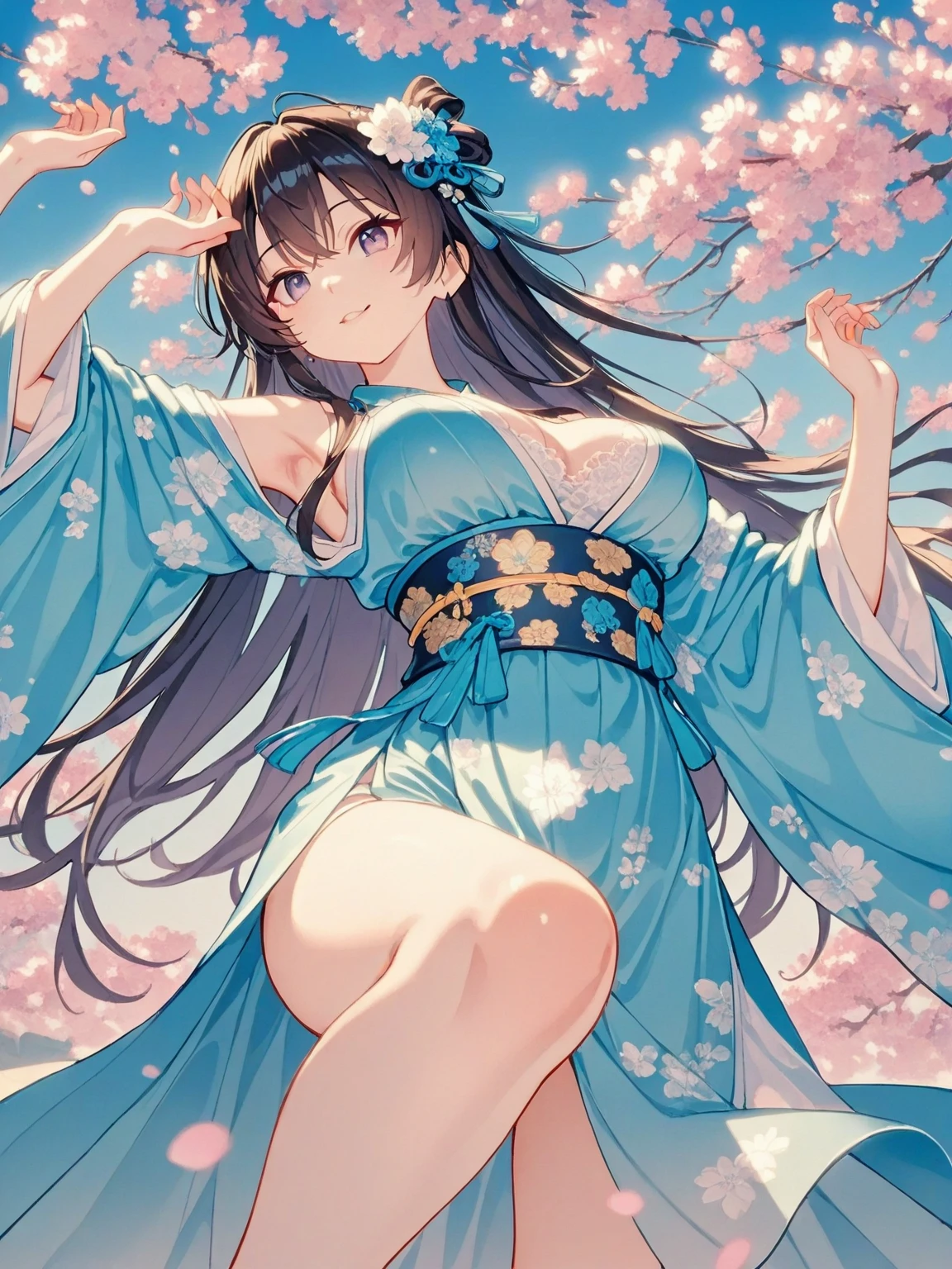 ((Highest quality)), ((masterpiece)), (detailed), Highest quality, figure, 非常にdetailedな, 細かくdetailedに, High resolution, 8k wallpaper, Perfect dynamic composition, Beautiful attention to detail, Natural Lip, Cleavage, Beautiful breasts,Full of smiles,Random sexy poses,Fantastic landscape, Different world, Flushed face, Close-up of the chest.細部までdetailedな整った美しい指,I'm adventuring,Shoulder less,Dynamic pose,Nipples are erect