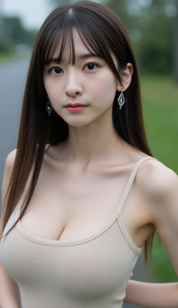 8K,Ultra high quality,masterpiece, best quality, Movie stills, 1 plump girl, street, low cut transparent dress, huge ,huge ,Big breasts,low cut, Close-up cleavage, bright, Cheerful, Warm and soft lighting, (crap: 0.7) phi,(low cutT恤:1.3),wear earrings,Overmuch, open chest,Smile, necklace,huge breasts, Tifa,Cleavage,Low-cut,Huge breasts