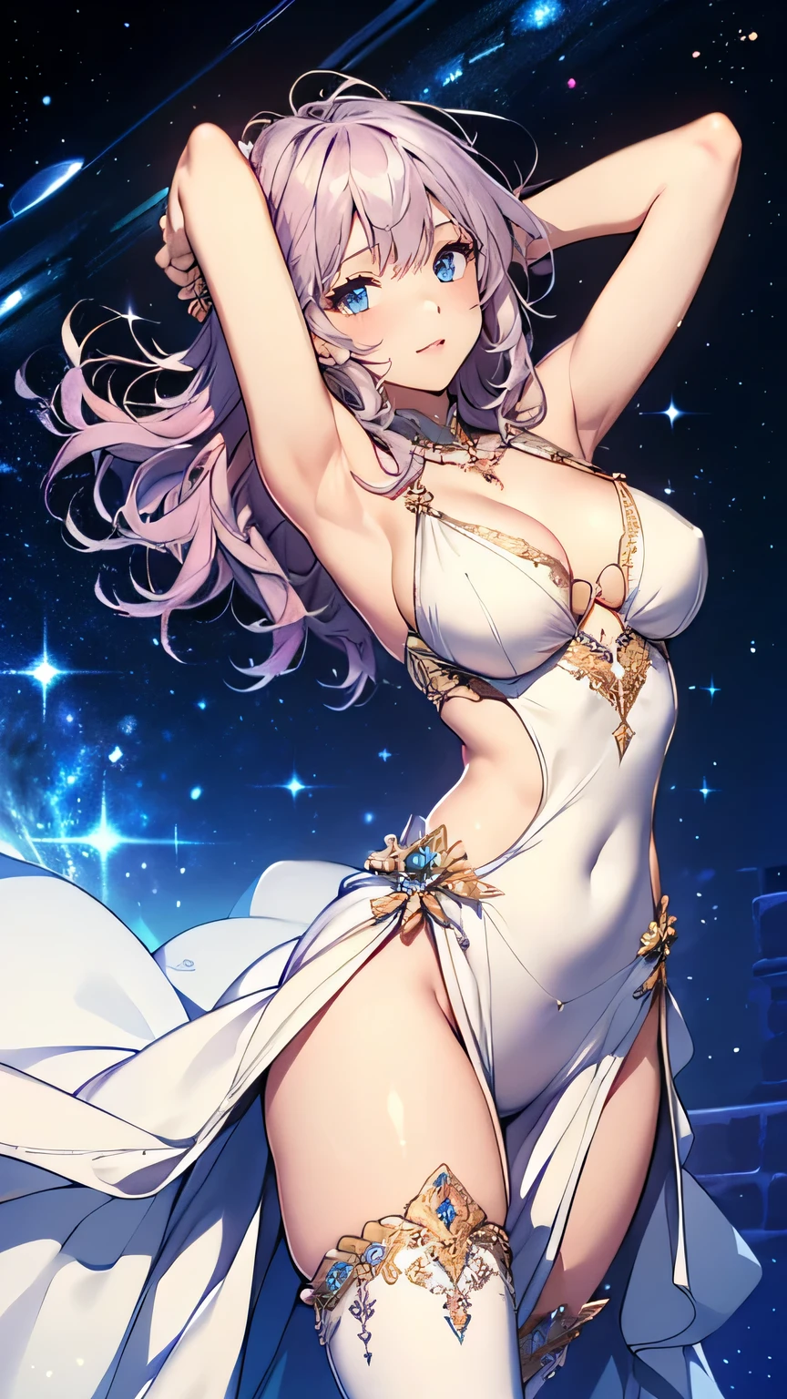 Ahri, High Resolution, Beautiful Body with Luxury White Fox Fur Coat, Long hair fox ears.